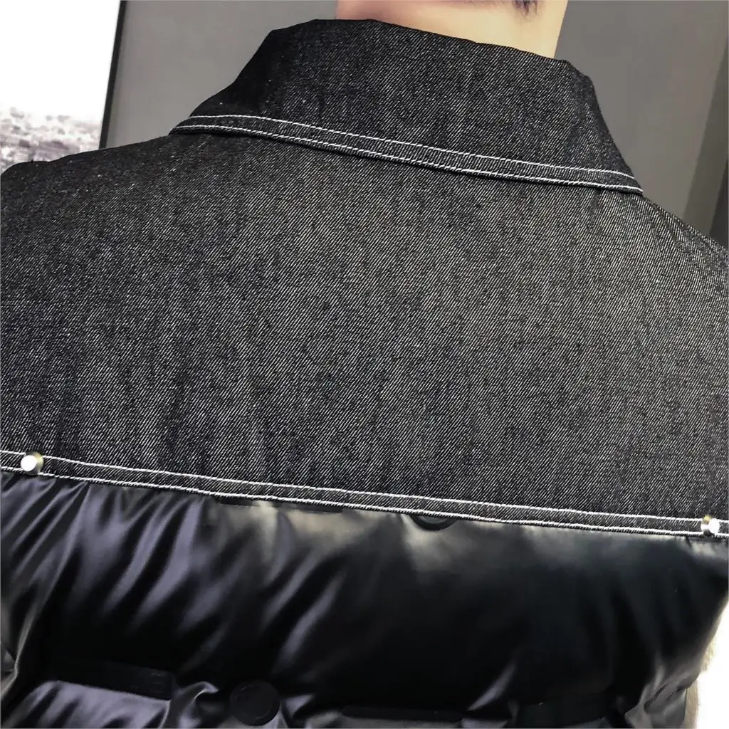 

Korean Down Vest Men Winter Fashion Casual Sleeveless Jacket Men's Slim Thick Warm Big Pocket Waistcoat Youth Clothes