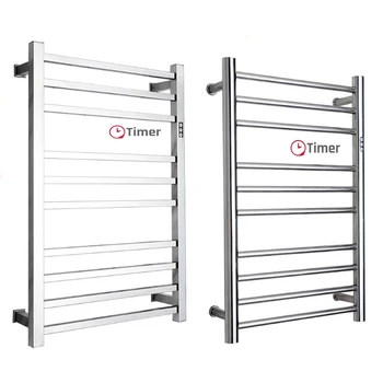 Electric Wall Mounted 10 Bar Towel Warmer Rail Heated Rack with timer 304 stainless steel towel warmer rack for bathroom