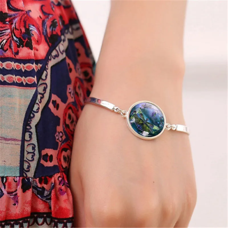 Красивая стрекоза фото стеклянный кабошон Модный Ювелирный Набор цепочка