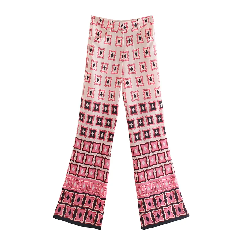 

BLSQR Casual Printing Vintage Chic Boot Cut Lady Streetwear Fahsion Women's Long Pants High Waist Elegant Pants Female