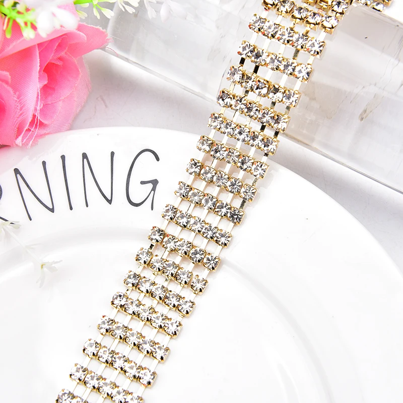 Блестящие кристаллы 1 ярд/2 ярда для одежды Свободные Стразы с плоским основанием