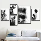Настенная Картина на холсте Черный Белый Тигр Медведь Олень енот волк панда скандинавские постеры и принты искусственная детская комната