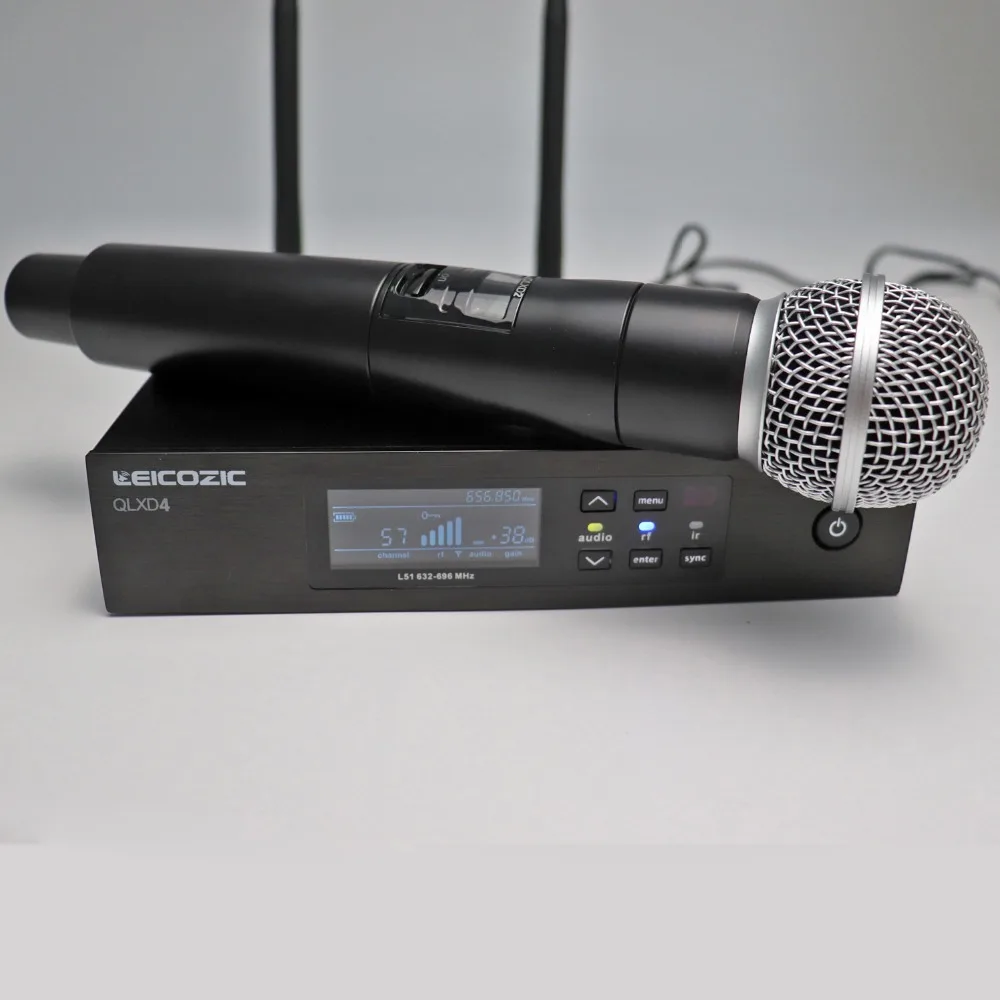 Leicozic QLXD цифровой микрофон Беспроводная система QLXD4 ручной микрофон одноканальный работает с оригинальной SM-58A капсулой 628-668 МГц