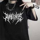 Футболка женская оверсайз в стиле Харадзюку, винтажный топ в готическом стиле, одежда в стиле панк, черная рубашка в стиле хип-хоп, 2019