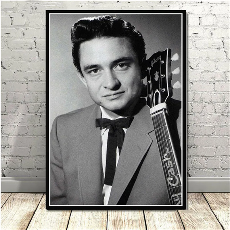 Rock Music Band Star Johnny Cash Black White Retro Room Living Sofa Wall Art Home Decor Picture Quality Canvas Painting Poster |