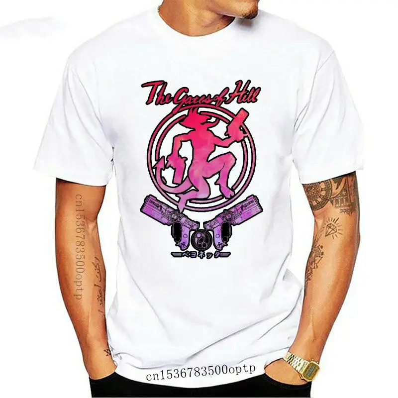 

Футболка с вырезом лодочкой, футболка с воротами ада, Классическая футболка из 100 хлопка, Мужская футболка с милым принтом, футболка с коротк...