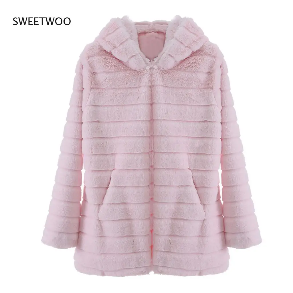 Womens Faux Fur Long Coat Winter Long Sleeve Waistcoat Body Thick Warmer Fashion Woman Outwear Jacket Coat Casaco Feminino 2022