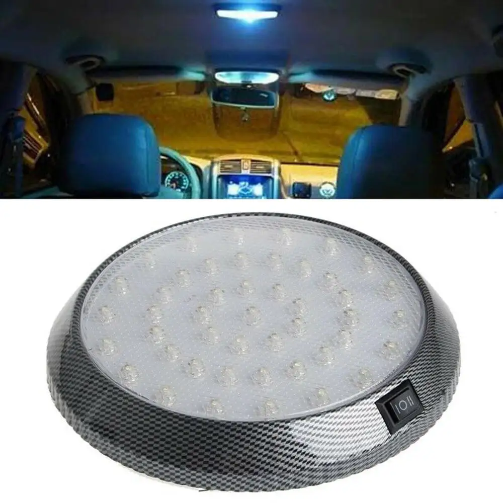 

46 LED Car Vehicle Interior Dome Light Indoor Roof Ceiling Lamp Super White 12V LED Carbon Grain Round Roof Light