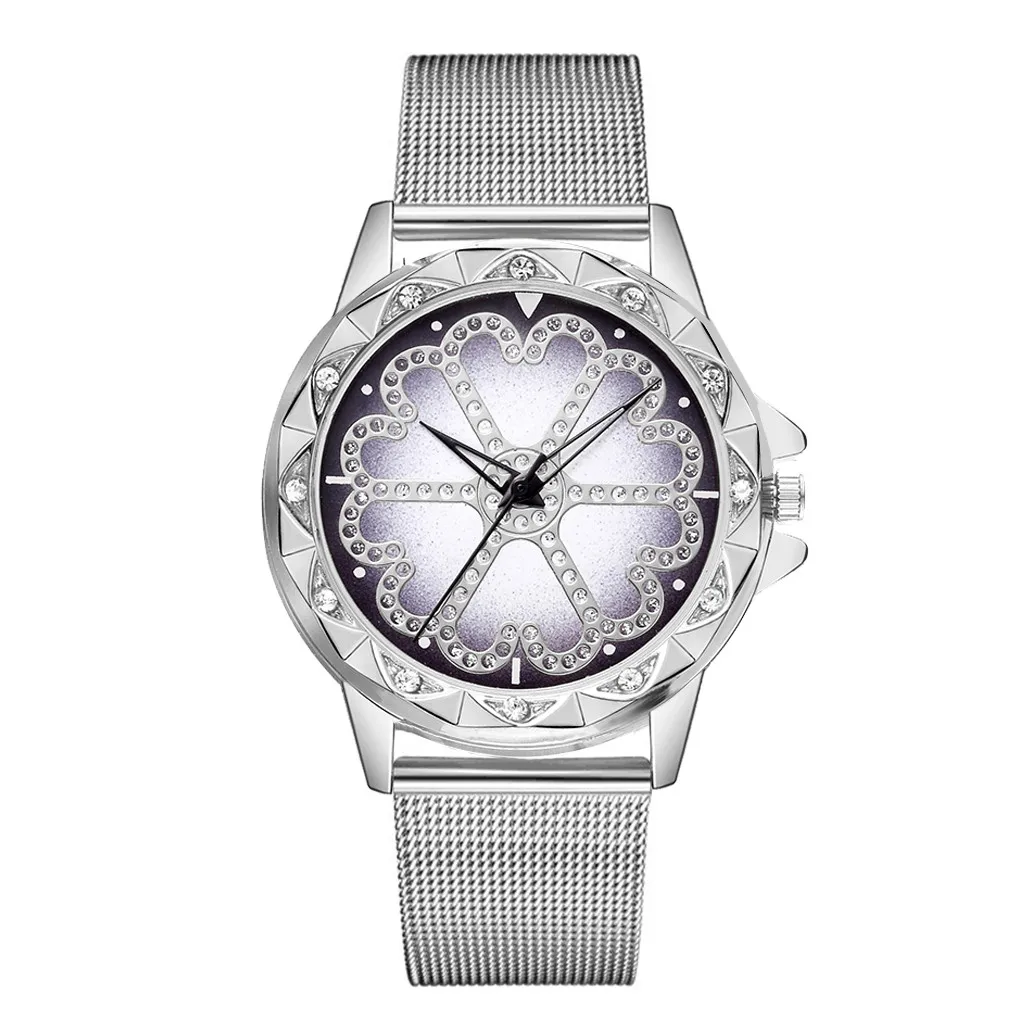 Модные женские часы цветочный циферблат стразы кварцевые наручные сетчатый