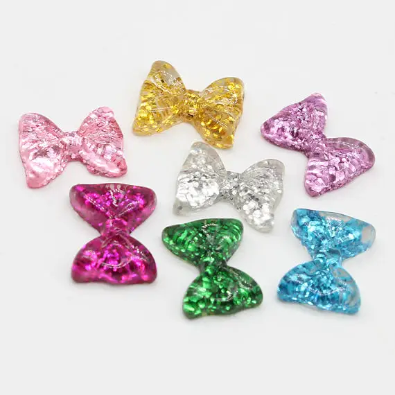 Набор кабошонов с бантиком крошка-бабочка 100 шт. блеском (12 мм) имитация