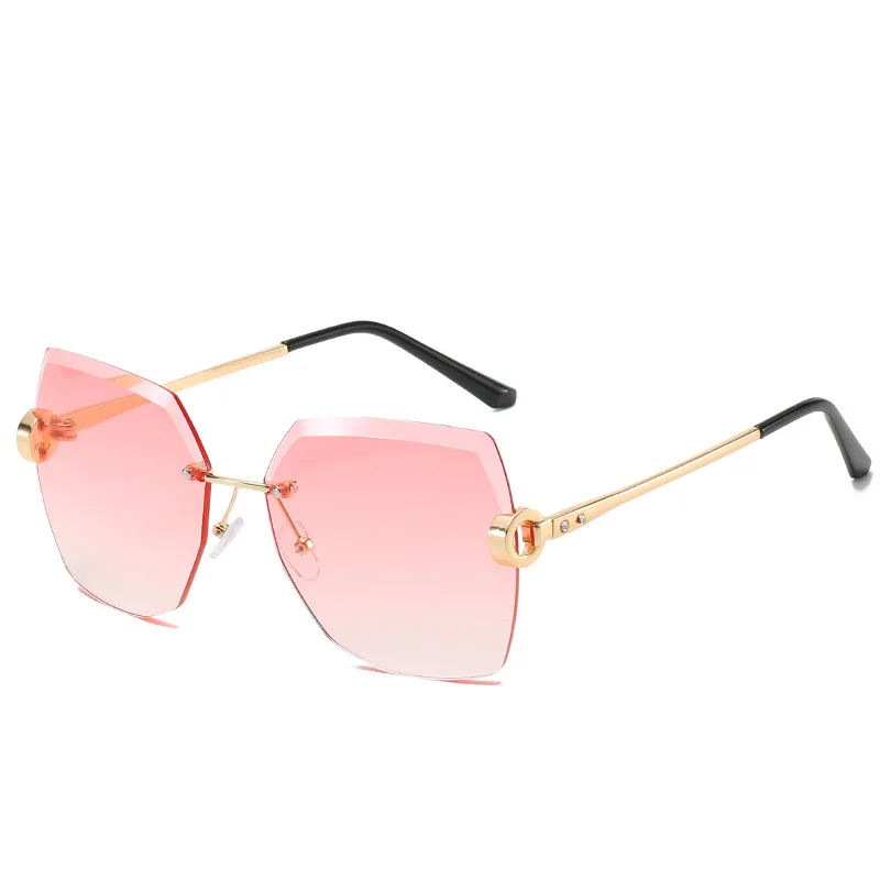 

FENCHI Popular Frameless Fashion Sunglasses Women Vintage Square Sun glasses Brand Oversized Ocean Lens Eyeglasses