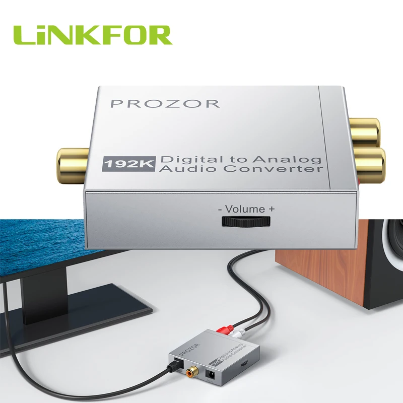 LiNKFOR 192 кГц DAC цифро аналоговый преобразователь Audio адаптер коаксиальный SPDIF Toslink к