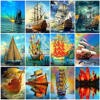 evershine diy painting by numbers ship coloring by numbers landscape hand painted drawing canvas home gift