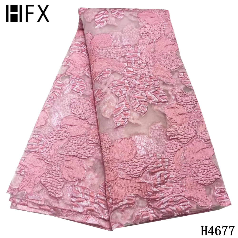 

HFX Brocade Lace Fabric African Lace Fabric 2021 High Quality Mesh Lace Fabric Jacquard Brocade Fabric Nigerian For Bridal Dress