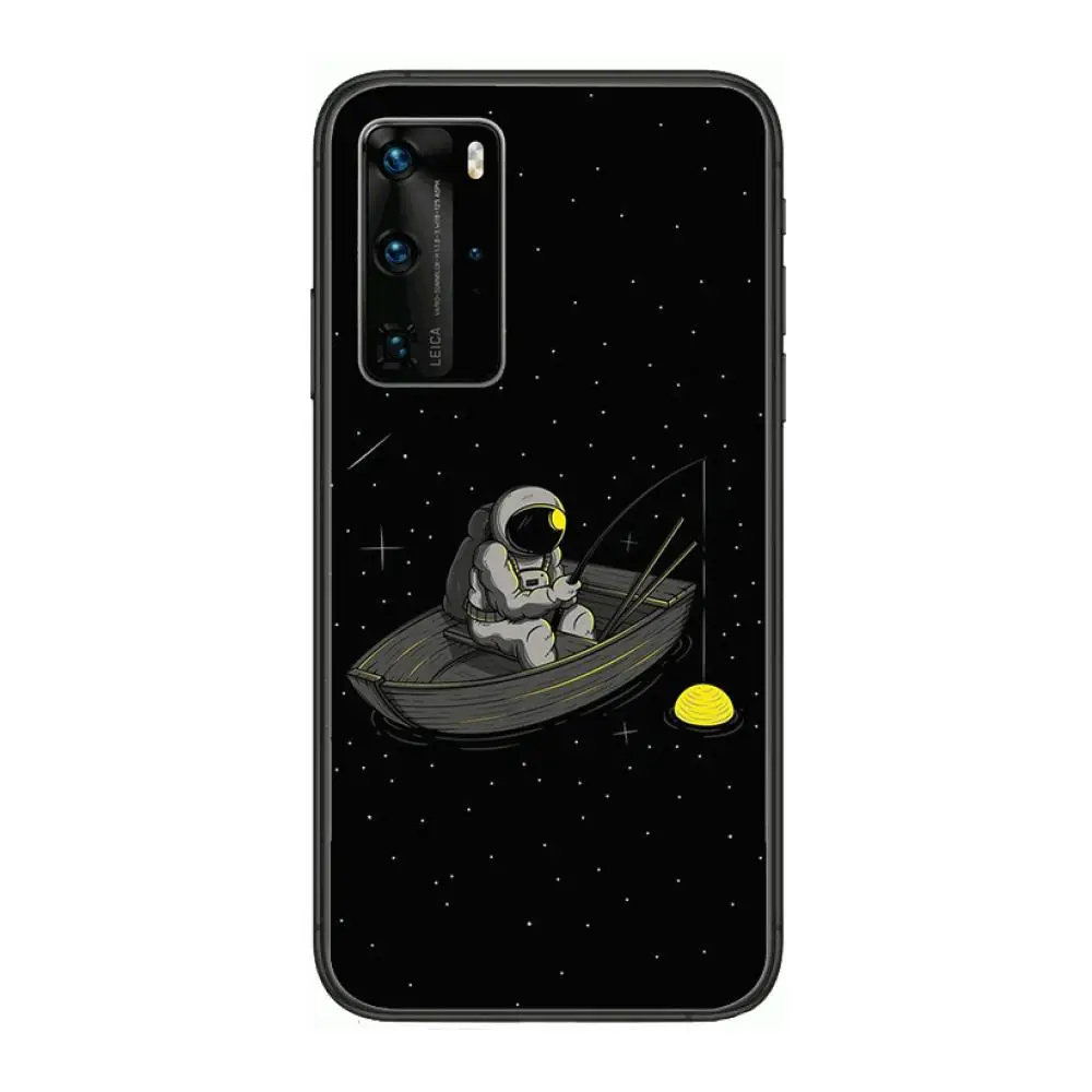 

Cute astronaut Phone Case For Huawei P 40 30 20 10 Lite Smart Z Pro Black Etui Coque Painting Hoesjes comic fashion