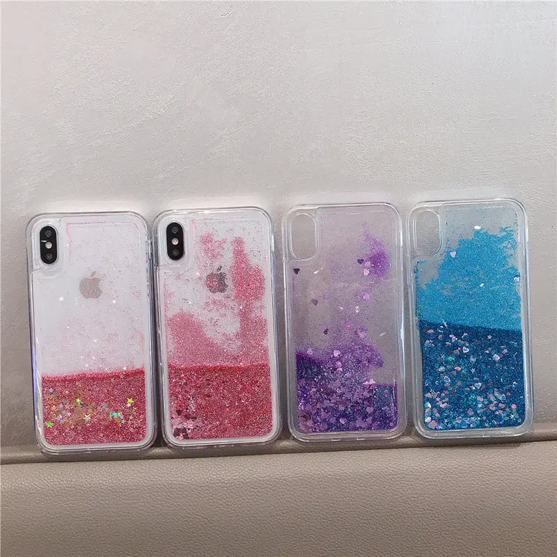 Модные чехлы для телефонов с жидким блеском и песком iphone 6 6s 5 5s SE 7 8 Plus 11 Pro X XR XS Max