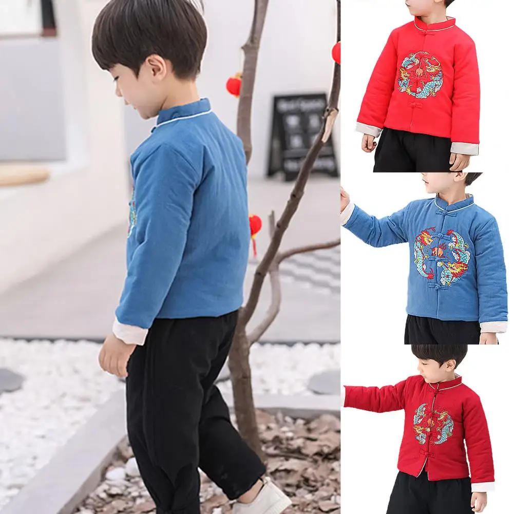 

1Set Boy Tang Suit Chinese Style Cotton Coat Children Warm Clothing for New Year