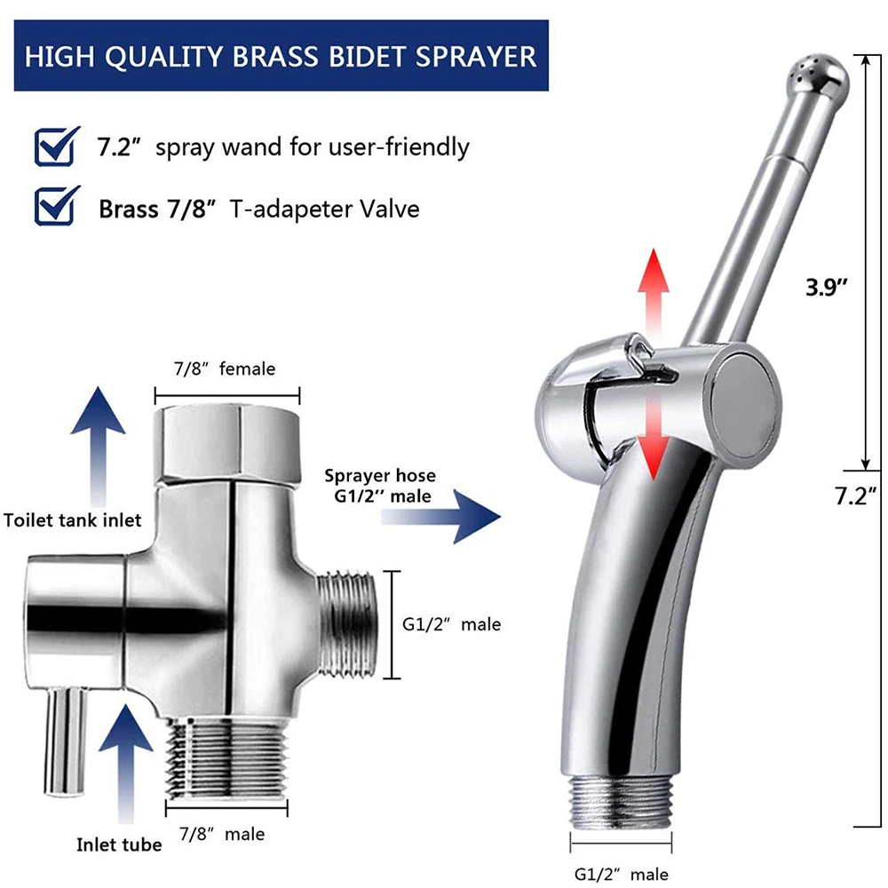 handheld toilet bidet sprayer set kit stainless steel hand bidet faucet for bathroom hand sprayer shower head self cleaning free global shipping
