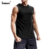 men fashion tank top casual sleeveless vest clothing sexy hooded tees shirts european style 2021 summer leisure skinny pullovers
