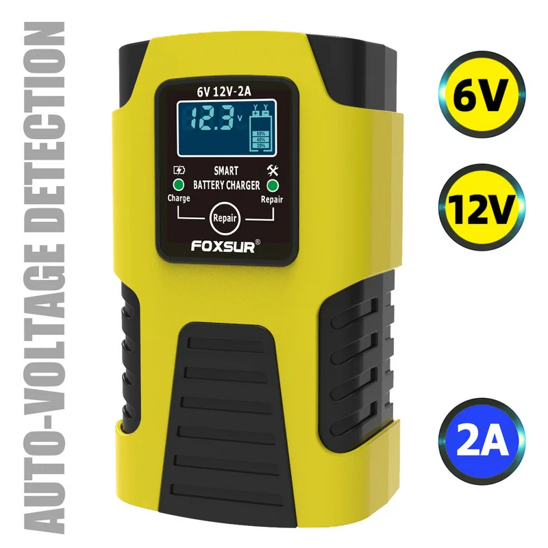 

Motorcycle Battery Charger 6V 12V 3-Stage Automatic Smart Battery Charger Fully intelligent repair multi-purpose charger UK Plug