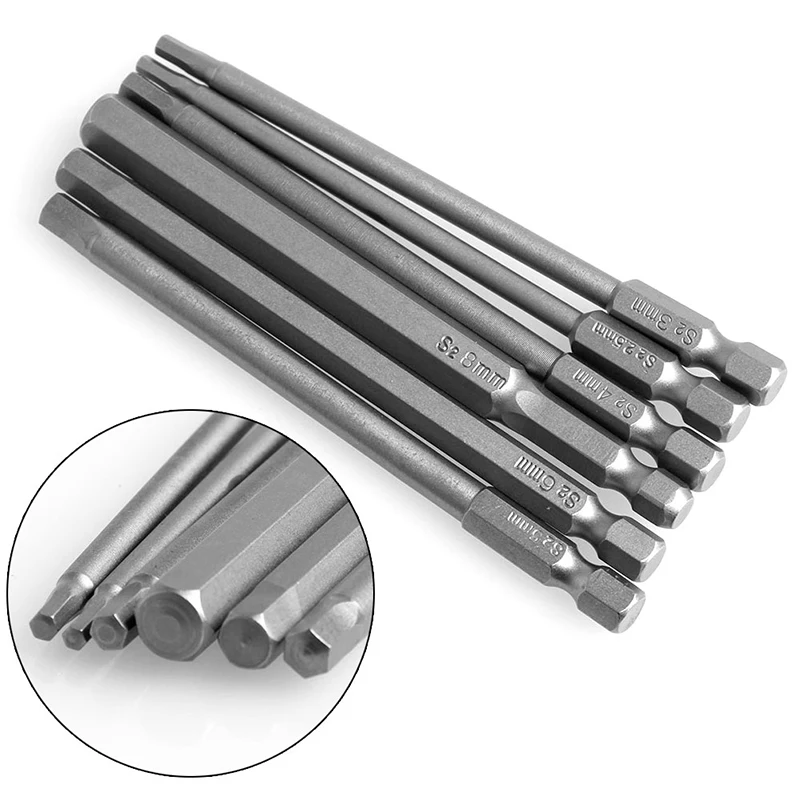 6Pcs/Set T2.5-T8 100mm Magnetic Torx Screwdriver Bits 1/4" Hex Shank | Инструменты