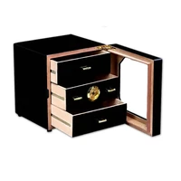 luxury red or black cedar wood cigar humidor cabinet storage box hygrometer humidifier
