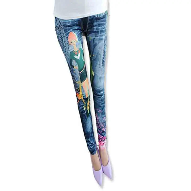 Джинсы с имитацией граффити летние цветные брюки цветочным узором для девочек