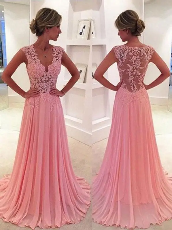 

2020 Robe de soiree Sleeveless lace A-Line with illusion long Elegant Evening Dress Formal vestido de festa Party Prom Dresses