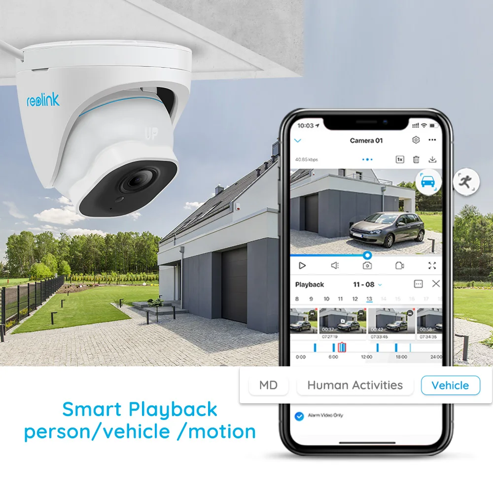 Уличная камера Reolink 4K 8MP инфракрасная купольная ночного видения для обнаружения