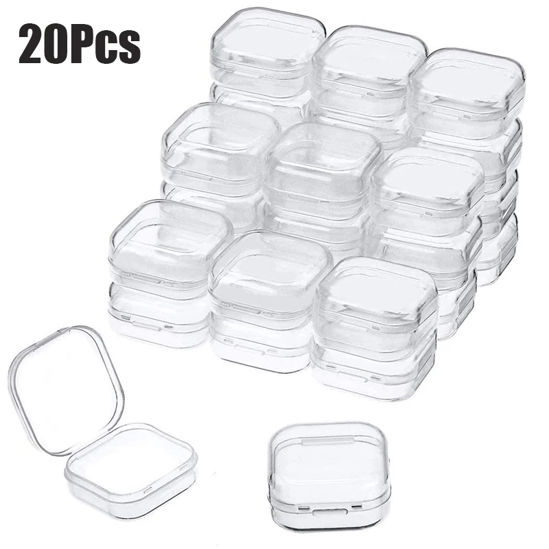 

1-20 шт. маленькие квадратные прозрачные пластиковые коробки, коробка для хранения ювелирных изделий, контейнер для хранения чехлов, коробка ...