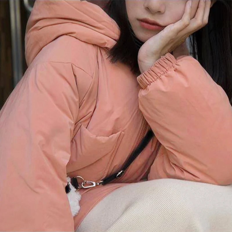 

Parkas Women Solid Pockets Hooded Harajuku Japanese Style Loose Leisure All-match Coats Simple Ulzzang Teens Outwear Kawaii New