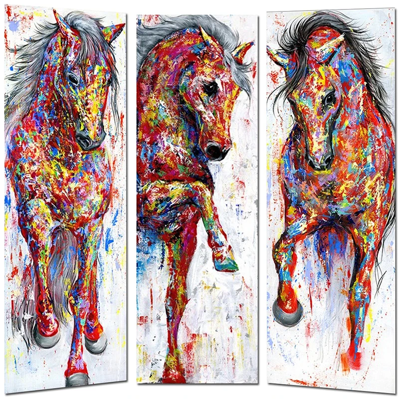 

Diamond Embroidery Full Display Colourful Horse 5d Diamond Painting Animal Full Square Picture Rhinestone Mosaic Diamond