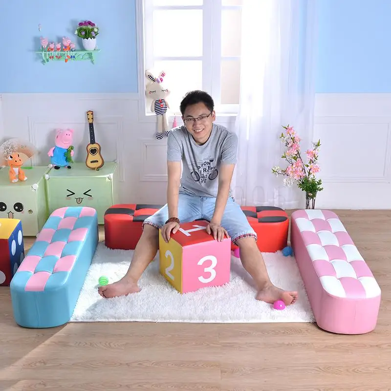 Длинный кожаный стул для дошкольного обучения детей чтения в магазине скамейки