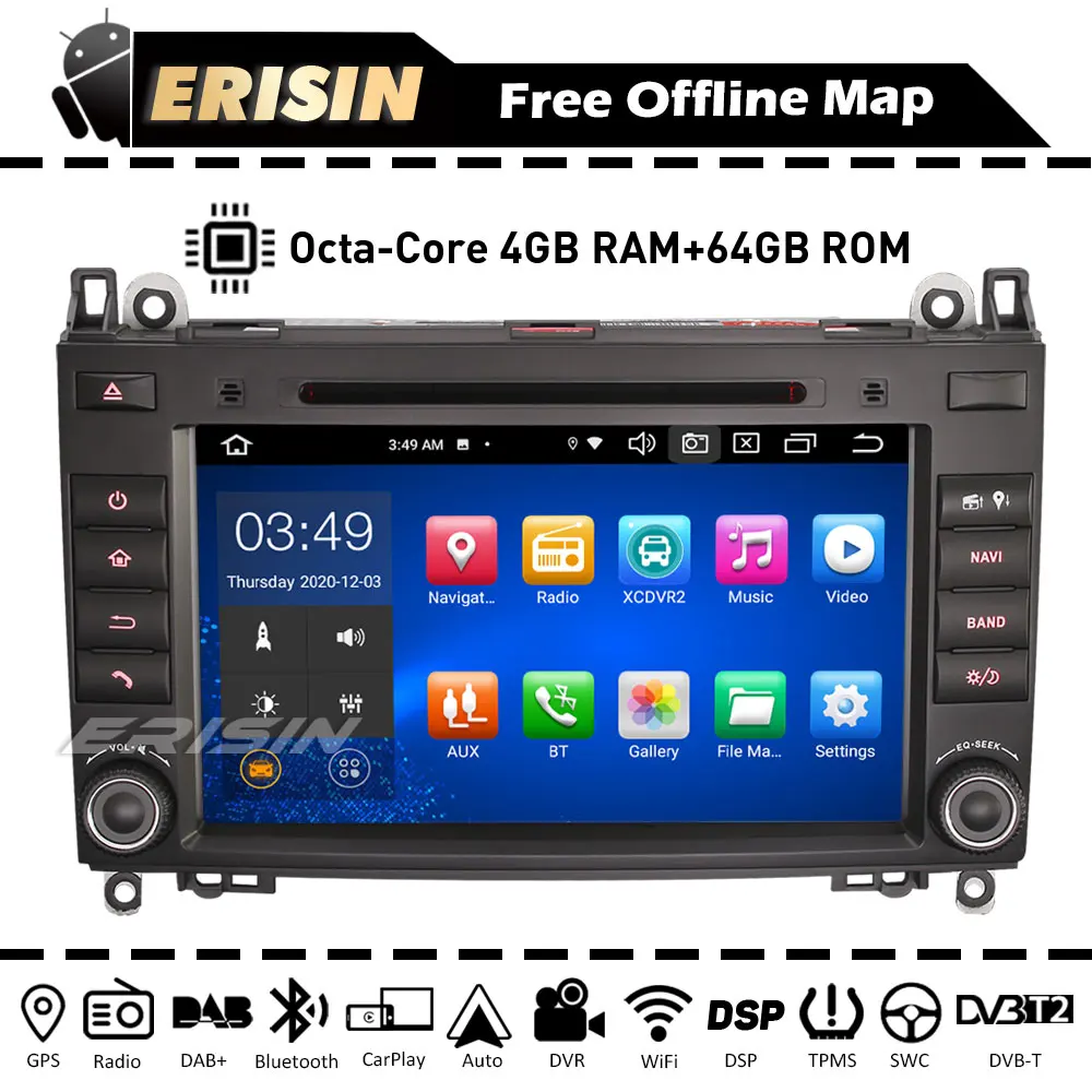Erisin ES8121B 8 &quotАвторадио автомобильный DVD плеер для Mercedes класса A/B Sprinter Vito Viano GPS DSP