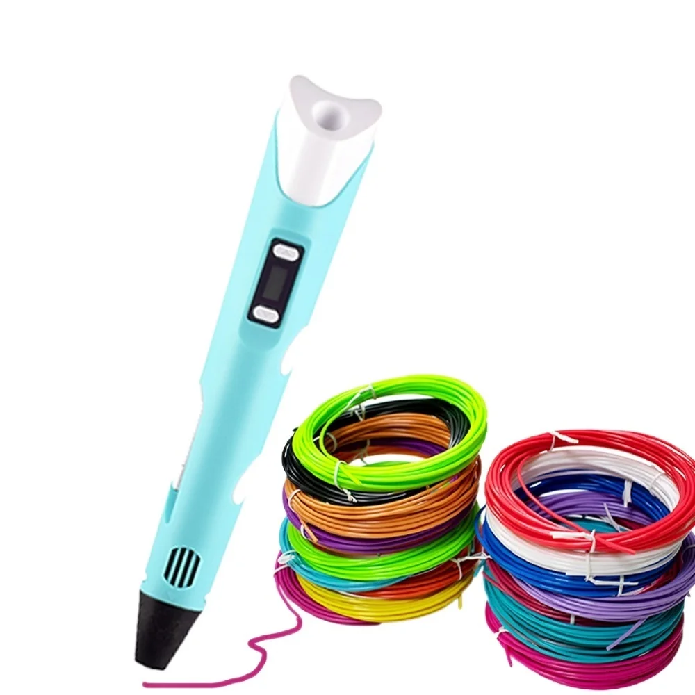 Оригинальная 3d-ручка для детей карандаш 3d-рисования с ЖК-экраном и пла-нитью