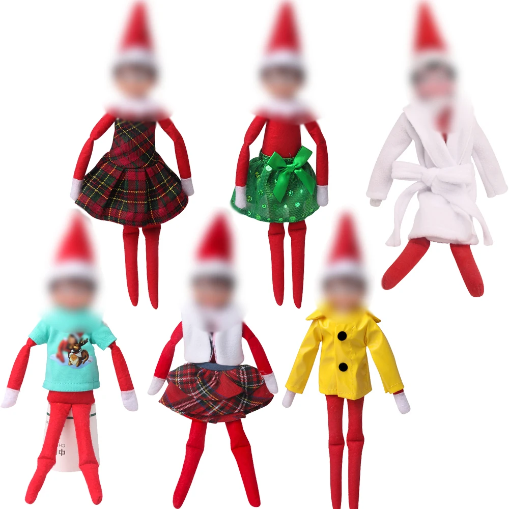 Christmas Elf Doll Clothes 3 Pcs/Set Robe Raincoat Skirt T-shirt Dress Toys For Children Accessories Gift （No Doll）m2 | Игрушки и