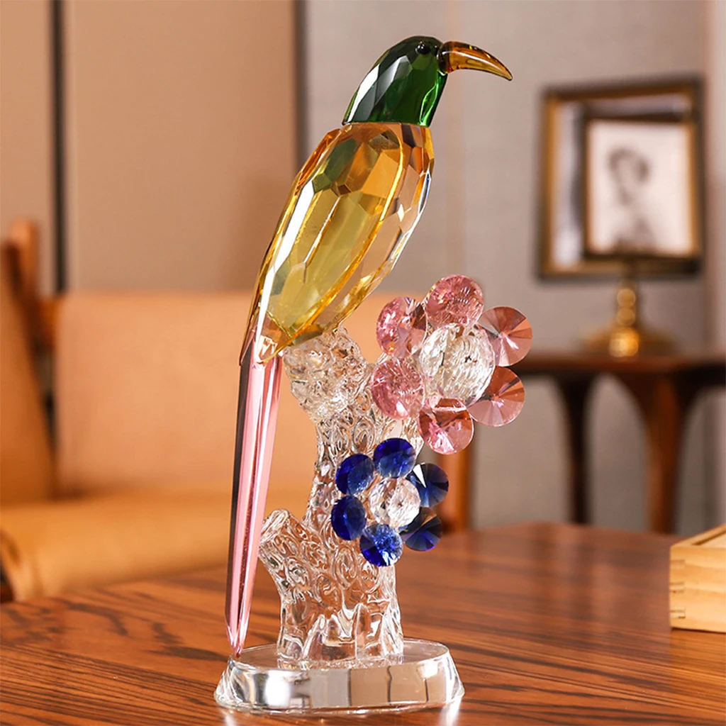 

Handmade Crystal Parrot Ornament Miniature Bird Sculpture Living Room Home Decor Wedding Gifts