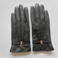 gours genuine leather gloves for women winter keep warm black real goatskin leather gloves super discount clearance sale kcl