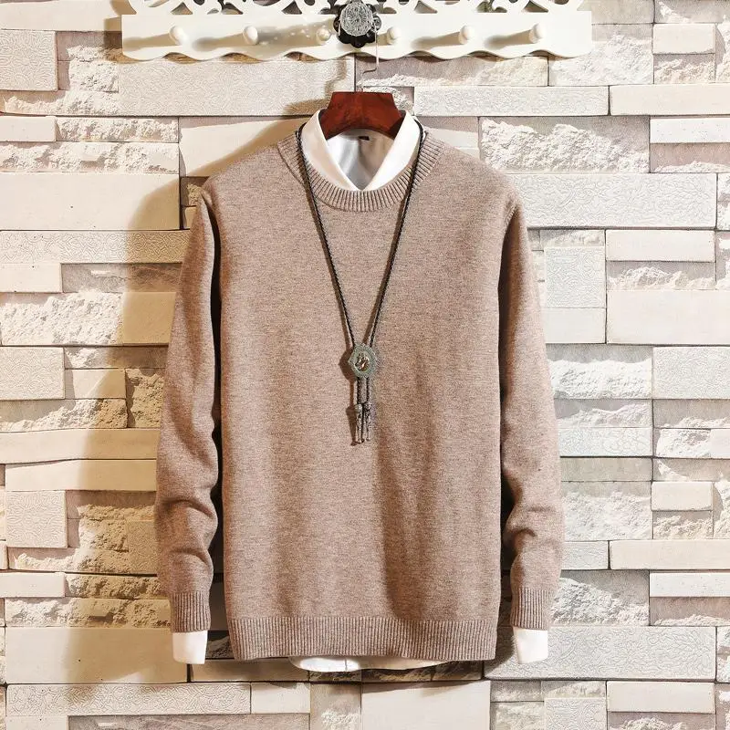 Light brown 18 цветов кашемировые свитера мужские пуловеры осенне-зимняя одежда hombre pull homme hiver man свитера trui heren roupas мужской свитер - Цвет: Light brown