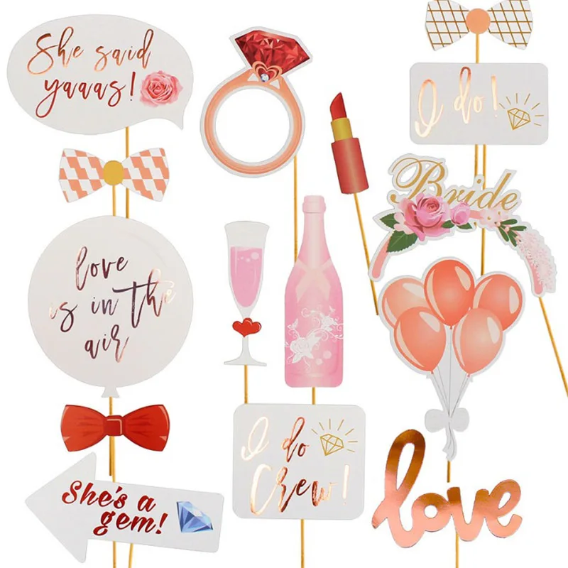 Реквизит для селфи невесты из розового золота 23 шт. вечерние аксессуары