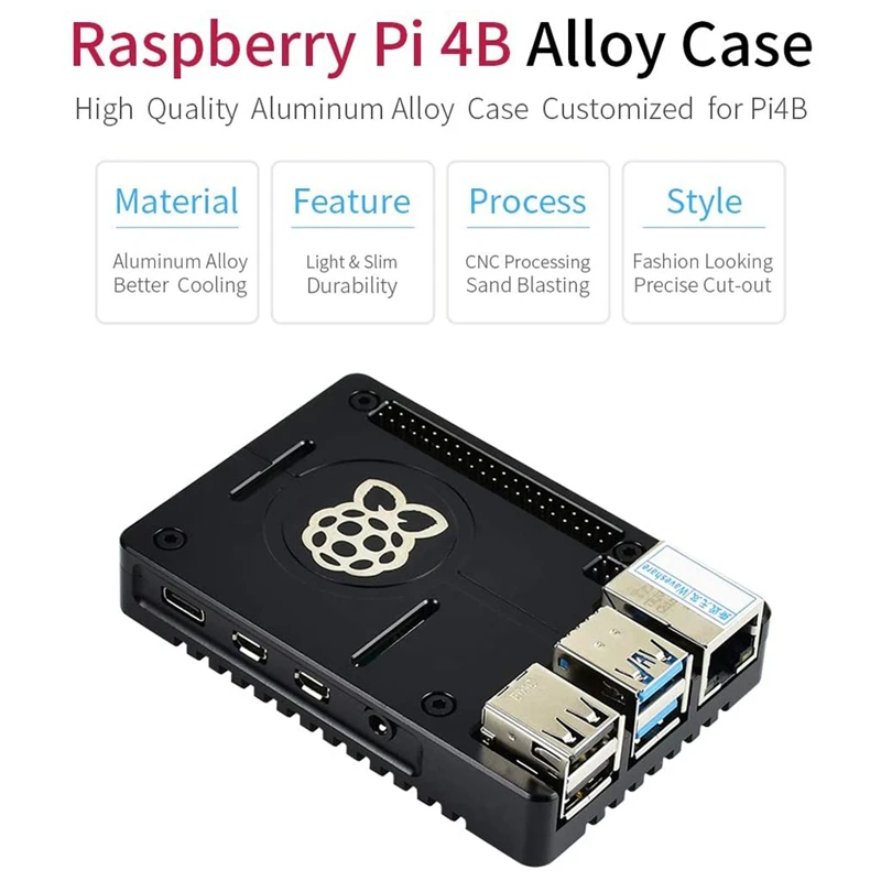 Чехол Waveshare из алюминиевого сплава для Raspberry Pi 4 с точной обработкой и