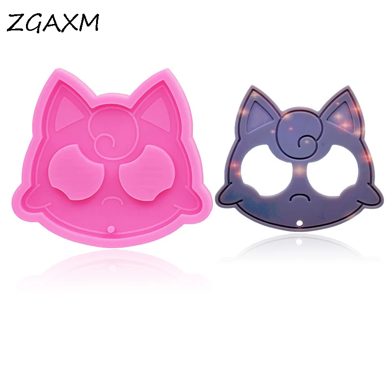 

LM 1122 DIY Mirror Cathead Food grade Molds Pendant Polymer Clay Epoxy Resin Jewelries Making Tools Cat Keychain Silicone Mold