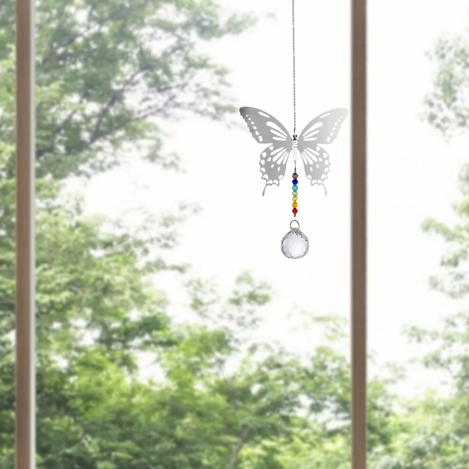 

Crystal Bead Butterfly Hanging Pendant Colorful Glass Ball Suncatcher Crystal Pendant Window Car Rearview Wedding Hanging decor