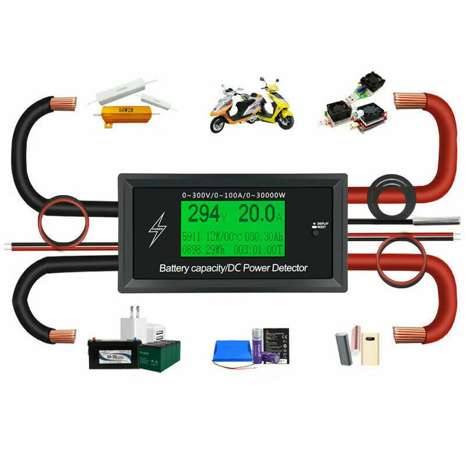 

2021 Battery Testers DC 300V 100A Volt Current ZVS Power Meter Detector Discharge Battery Monitor Electrical Instruments New