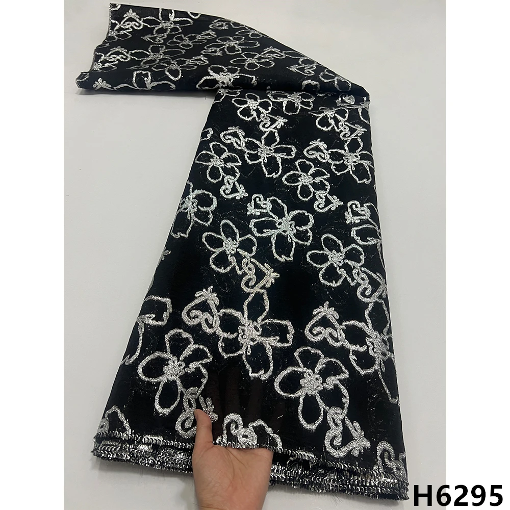 

Новейшая черная жаккардовая кружевная ткань 2022 высокого качества, Африканское кружево, тюль, кружево, Нигерия, кружевная ткань для платья HX6295