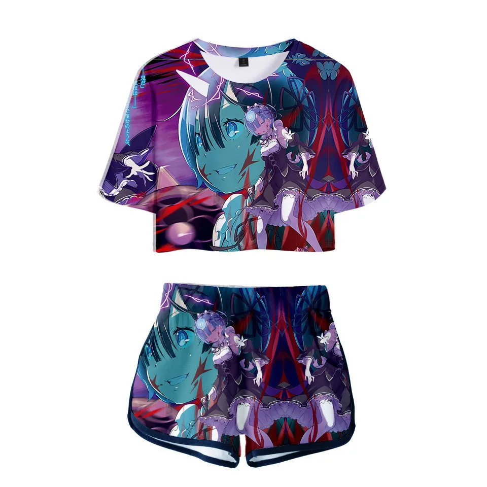 Женский комплект из двух предметов горячая Распродажа Re Zero укороченный топ с