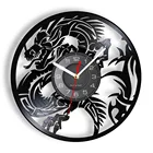 Настенные часы с летающим драконом, сделаны из настоящей виниловой пластины, мифические существа, шикарный дизайн, ретро альбом, запись, часы, Настенный декор