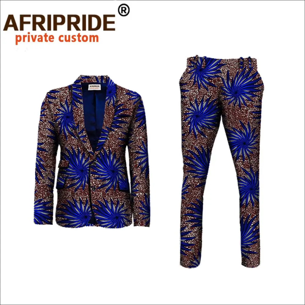 2020 African clothes for men slim fitted formal suits jacket+pant 2-pieces setswedding work place business AFRIPRIDE A731605