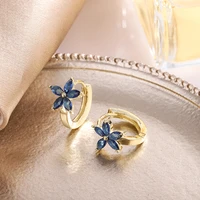 colorful zircon flower drop smart earrings for women girls ins fashion elegant new dangle charm party brass jewelry accessory