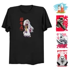 Футболка Inuyasha с аниме Sesshoumaru, мультяшная футболка с коротким рукавом Higurashi Kagome, футболки, топы, женские футболки Kikyo Kawaii, одежда